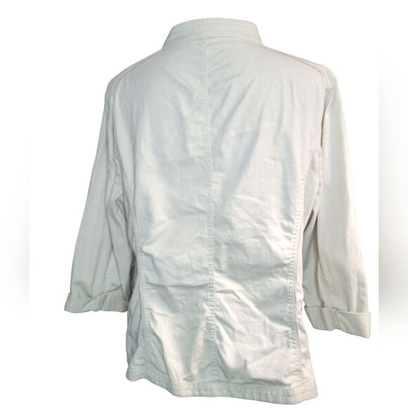 Women's Cotton Khaki Military Jacket Hook & Eye Closure  3/4 Sleeve - Sz 14/16 - Picture 5 of 8